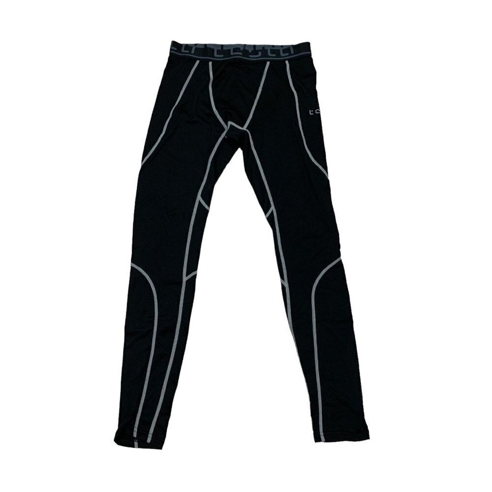 Tesla Women's M Medium Workout Leggings Stretchy Exposed Seams Black